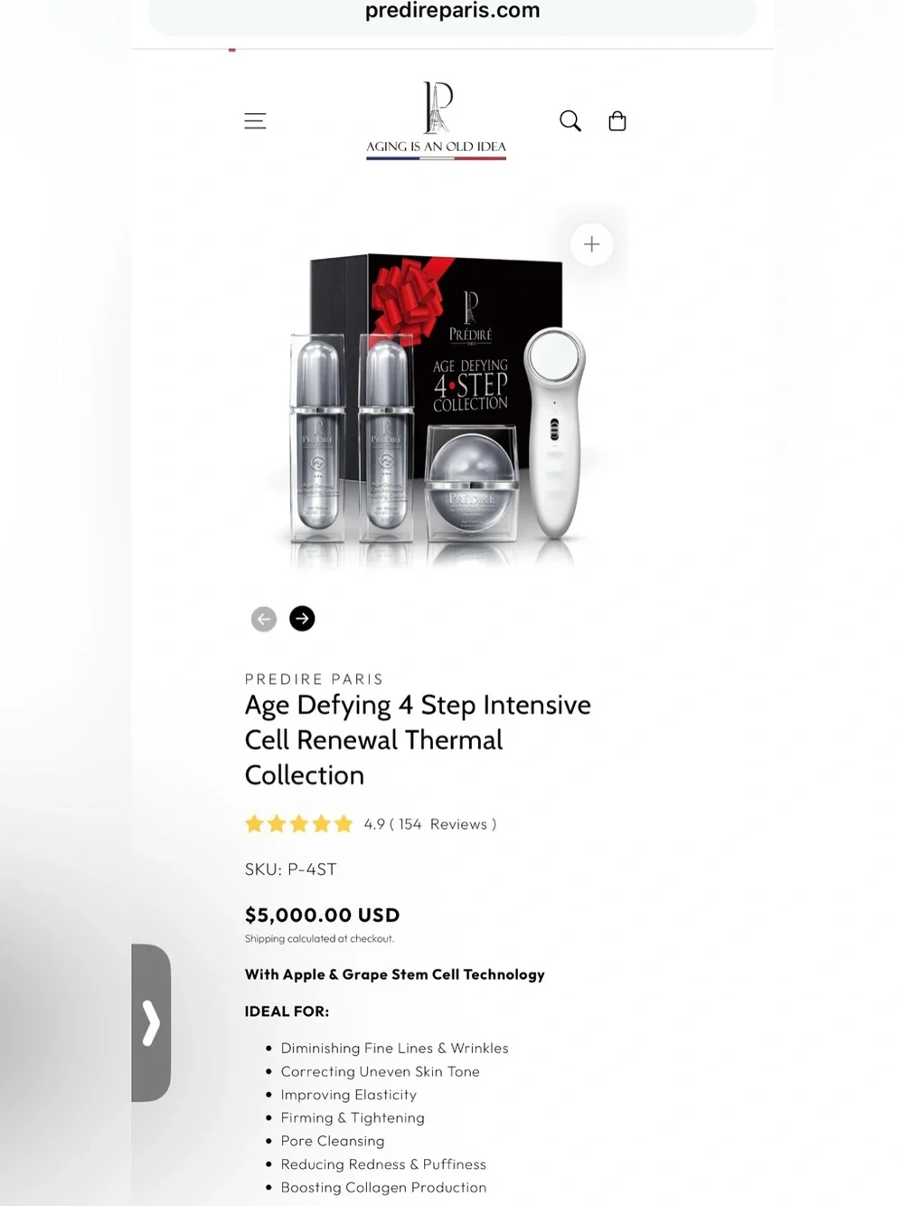 PREDIRE PARIS Age Defying 4 Step Intensive Cell Renewal Thermal Collection